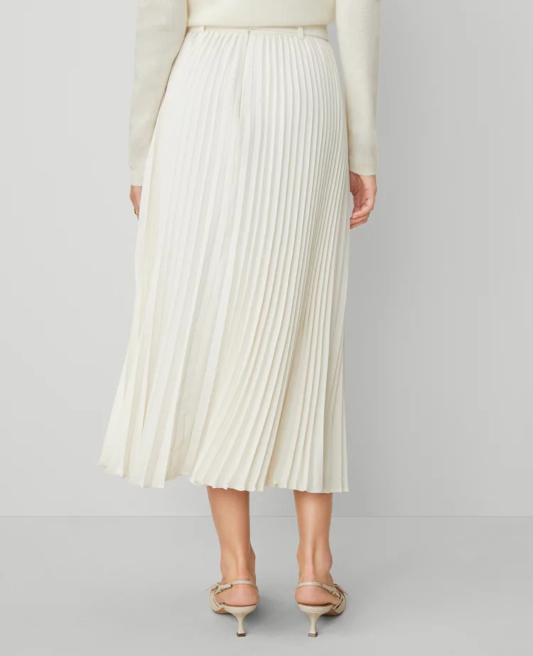 Belted Pleated Midi Skirt | Ann Taylor (US)