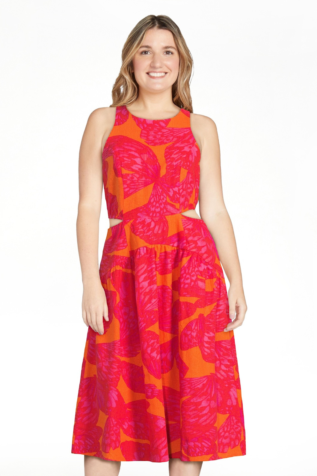 Scoop Women's Linen Cutout Midi Dress | Walmart (US)
