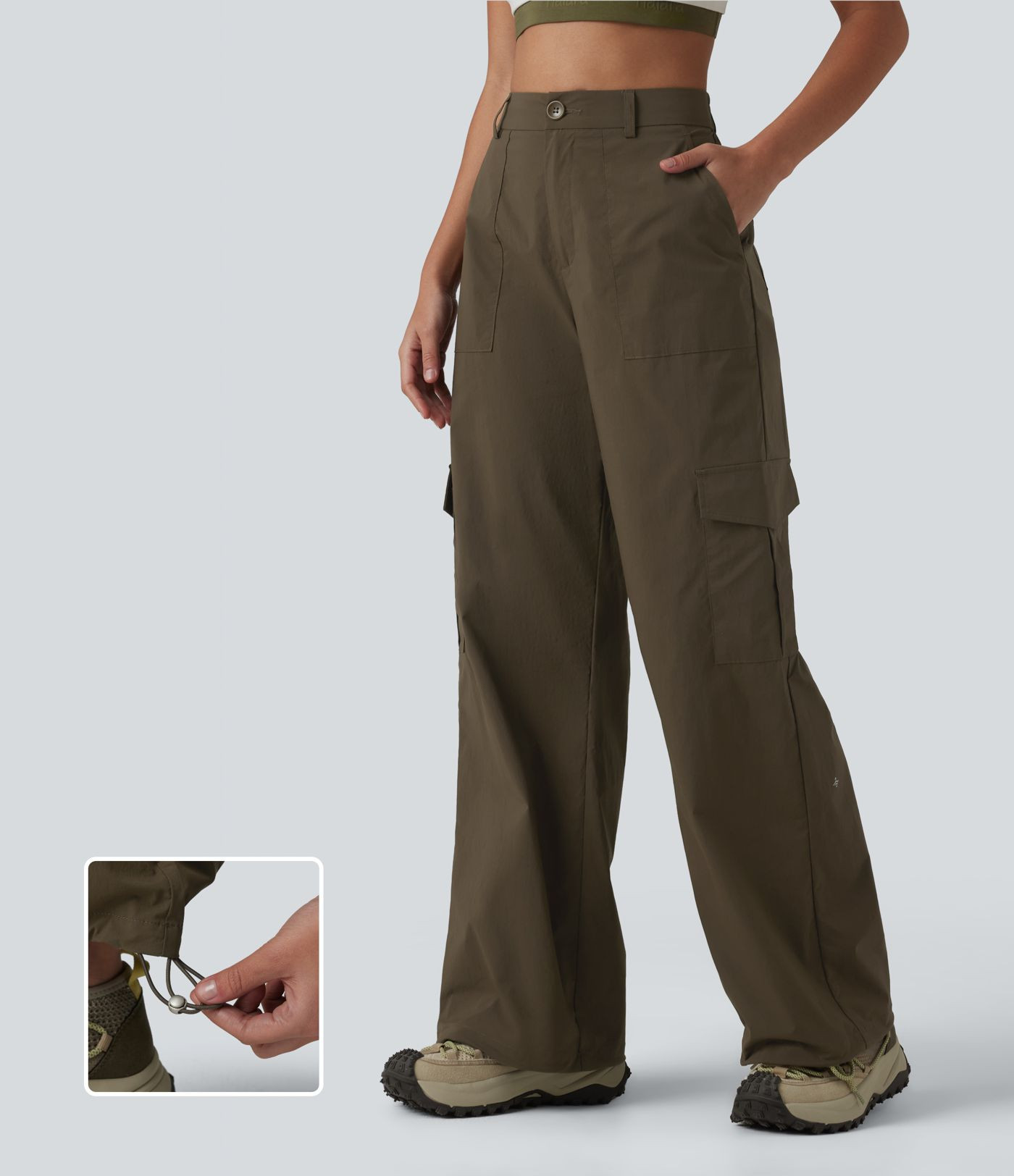 Women’s High Waisted Hiking Cargo Straight Leg Pants with Pockets - Halara | HALARA