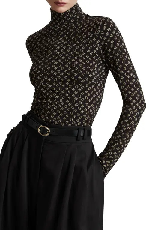 & Other Stories Geo Print Turtleneck Top in Black Geometric Heather Aop at Nordstrom, Size Medium | Nordstrom
