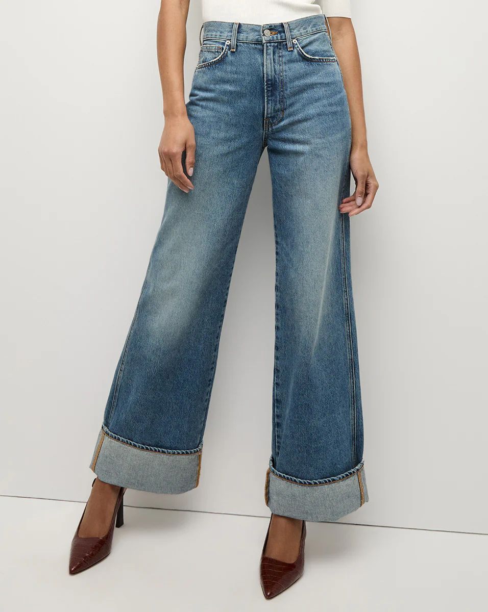 Taylor Wide-Leg Jean | Cuffed Jean in Dark Wash | Veronica Beard | Veronica Beard