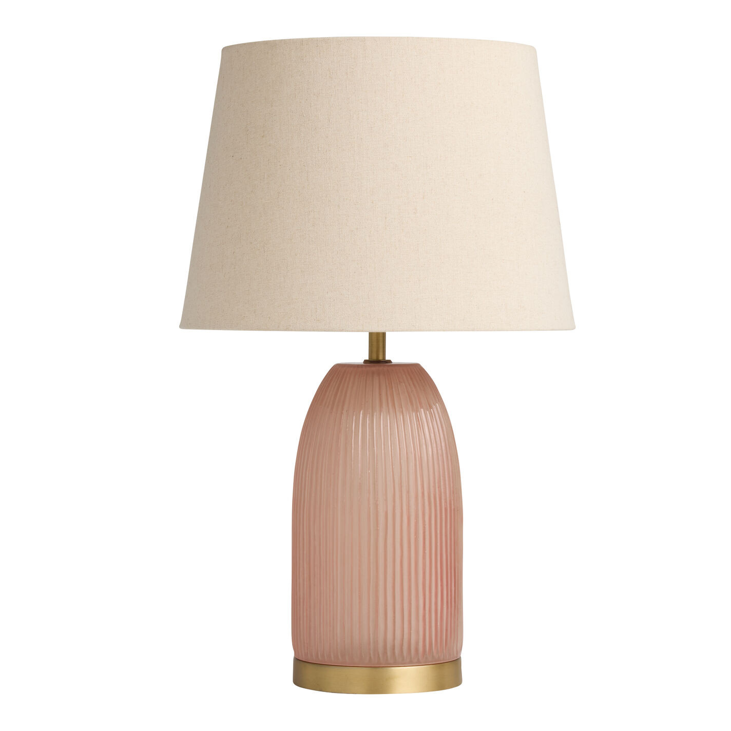 Frosted Pink Blown Glass Fluted Table Lamp Base | World Market