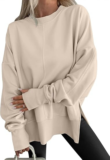 ANRABESS Women Oversized Sweatshirts Thumbhole Long Sleeve Hoodies Shirts 2025 Fall Side Slit Pul... | Amazon (US)