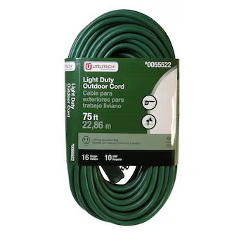 Utilitech Outdoor 75-ft 16 / 3-Prong Outdoor Sjtw Light Duty General Extension Cord | Lowe's