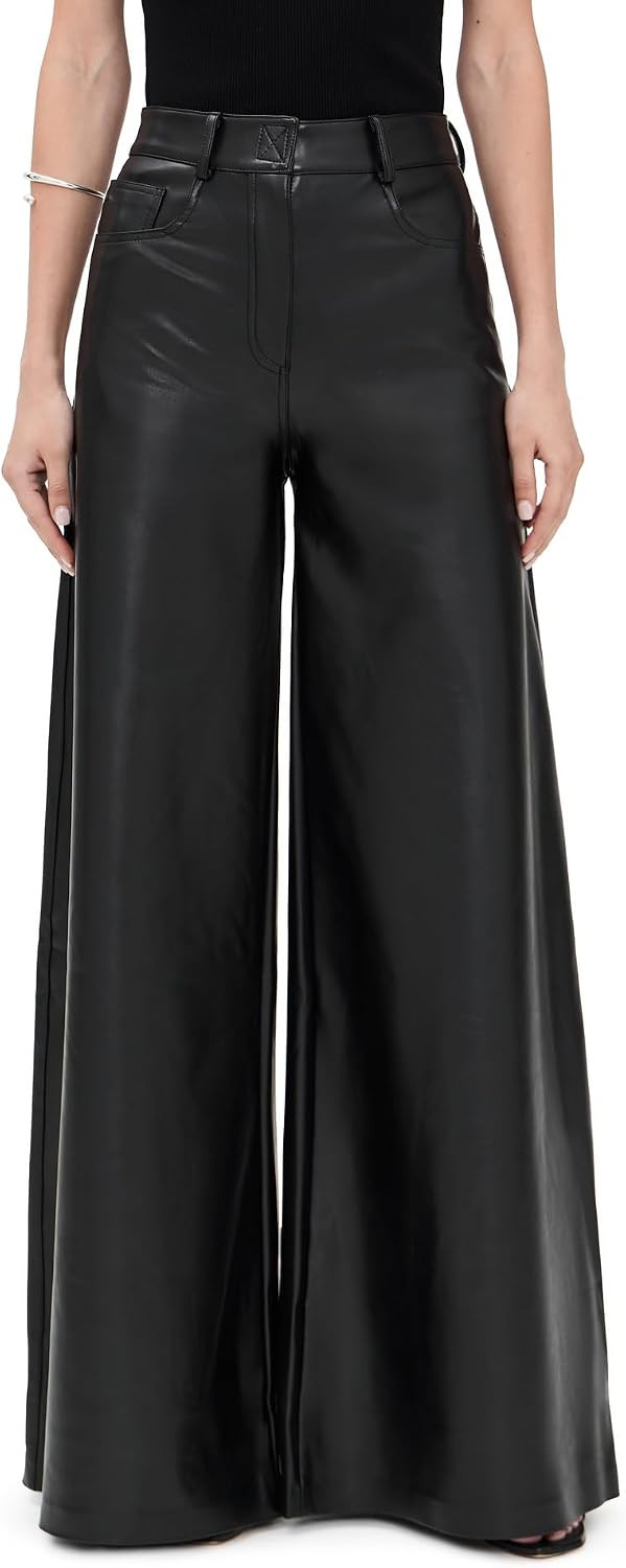 Norma Kamali Women's Elephant Faux Leather Jeans | Amazon (US)