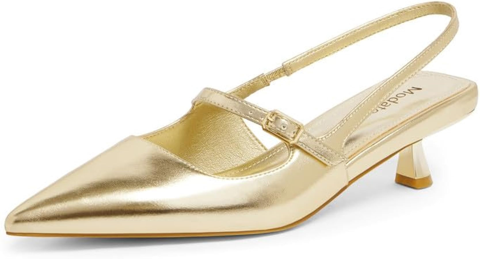 Modatope Kitten Heels Closed Toe Pointed Toe Slingback Heels Women Pumps Wedding Dress Shoes | Amazon (US)