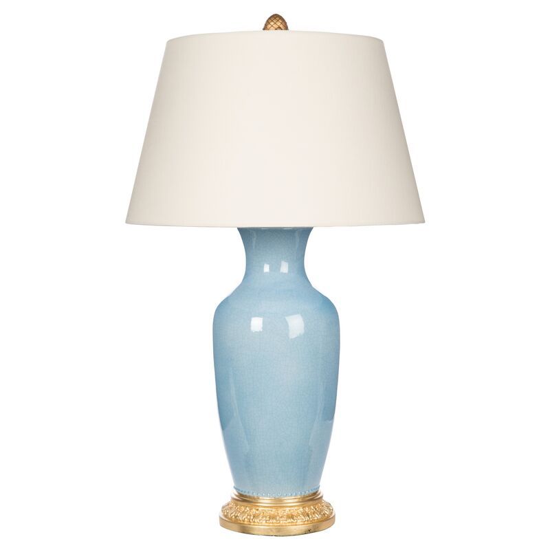 Aventine Table Lamp, Light Blue/Gold | One Kings Lane