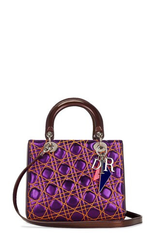Dior Lady Lambskin Handbag in Purple | FWRD 
