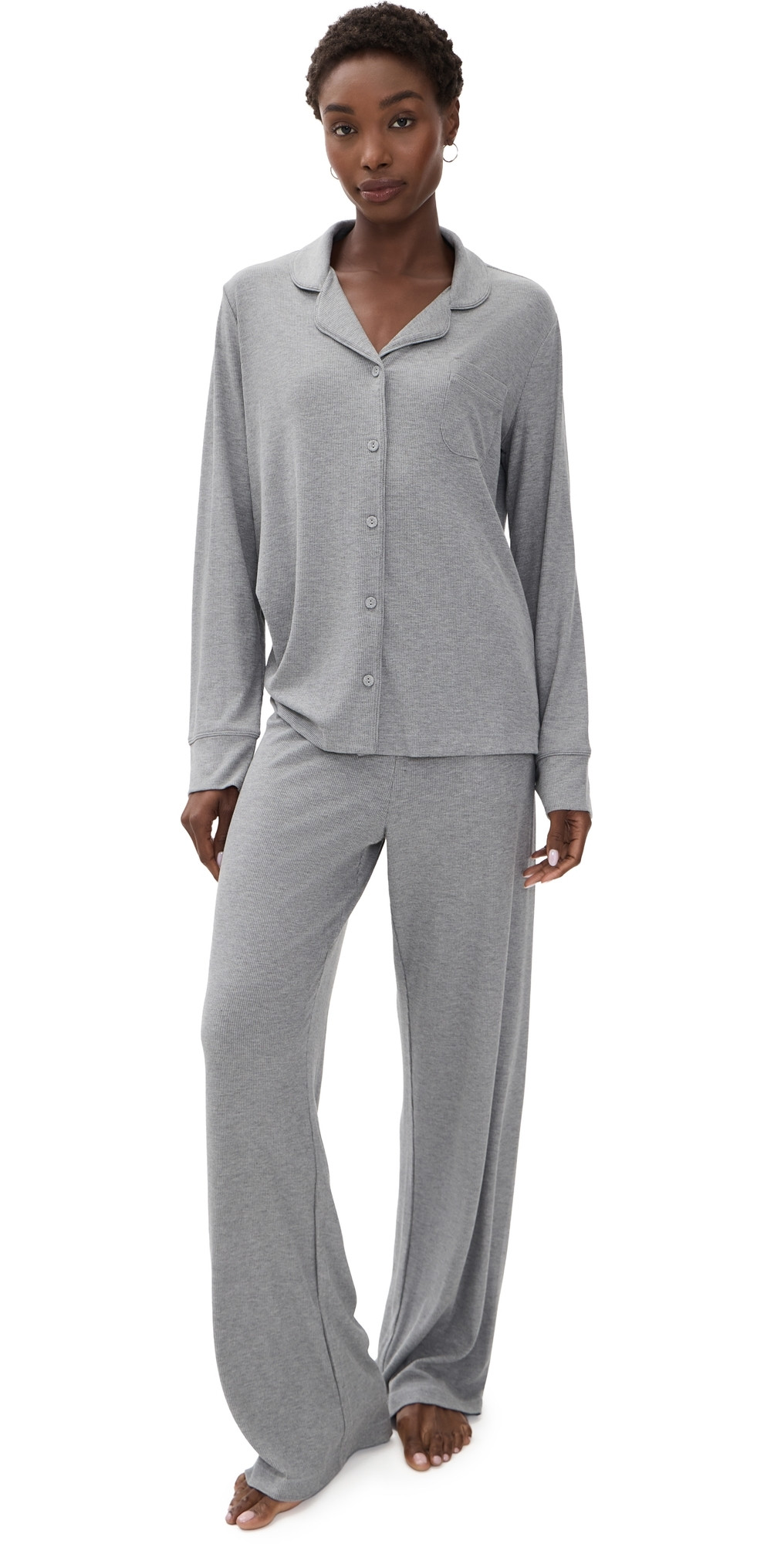 SKIMS Rib Sleep Set Light Heather Grey XS | Shopbop