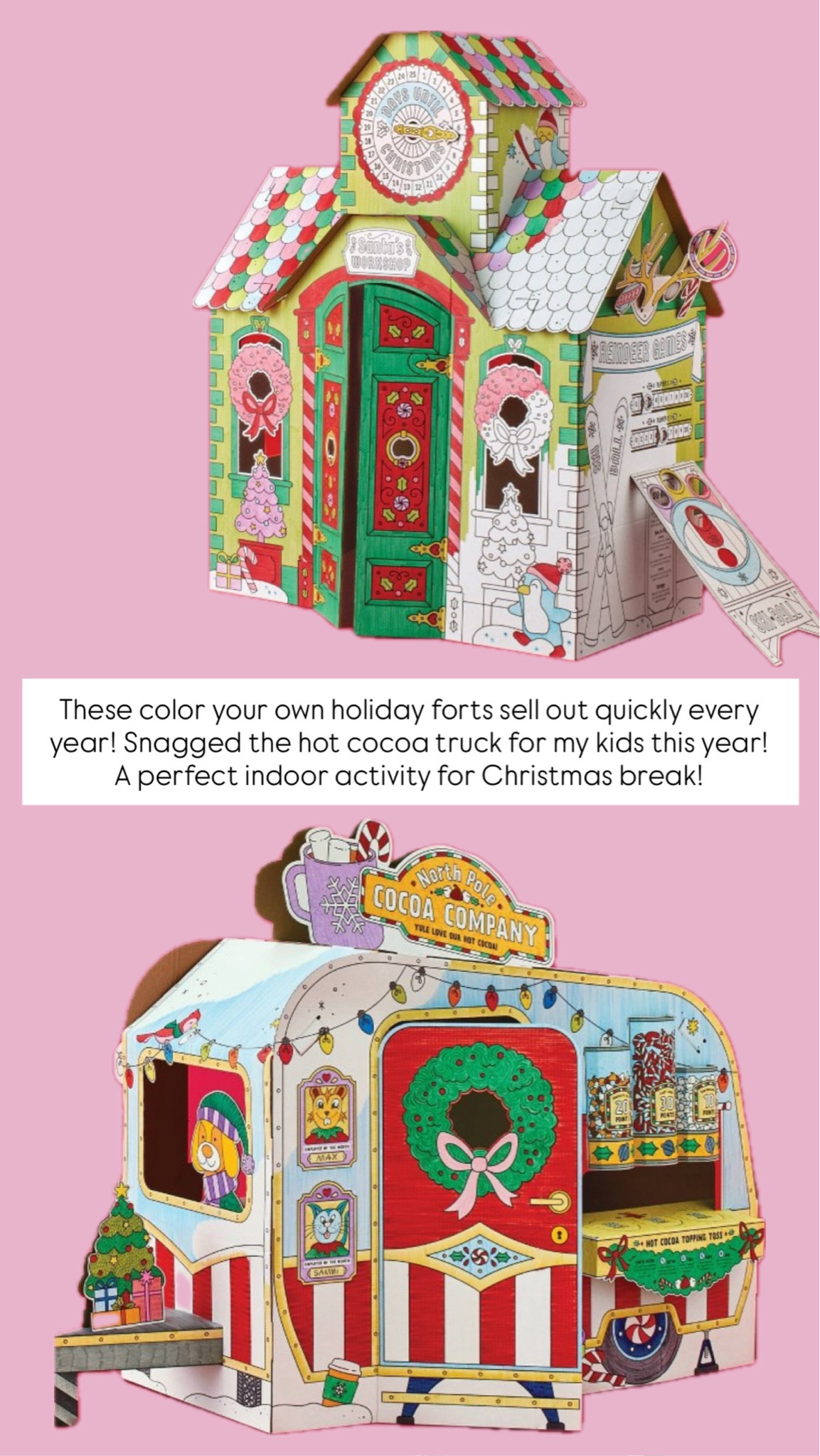 These color your own holiday forts sell out quickly every year! Snagged the hot cocoa truck for my kids this year! A perfect indoor activity for Christmas break!

#LTKGiftGuide #LTKKids #LTKHoliday
