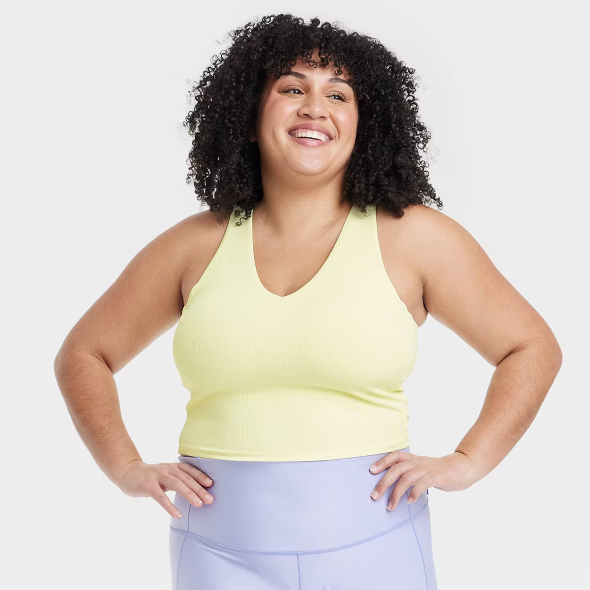 Women's Flex Light Support Rib V-Neck Crop Sports Bra - All In Motion™ | Target