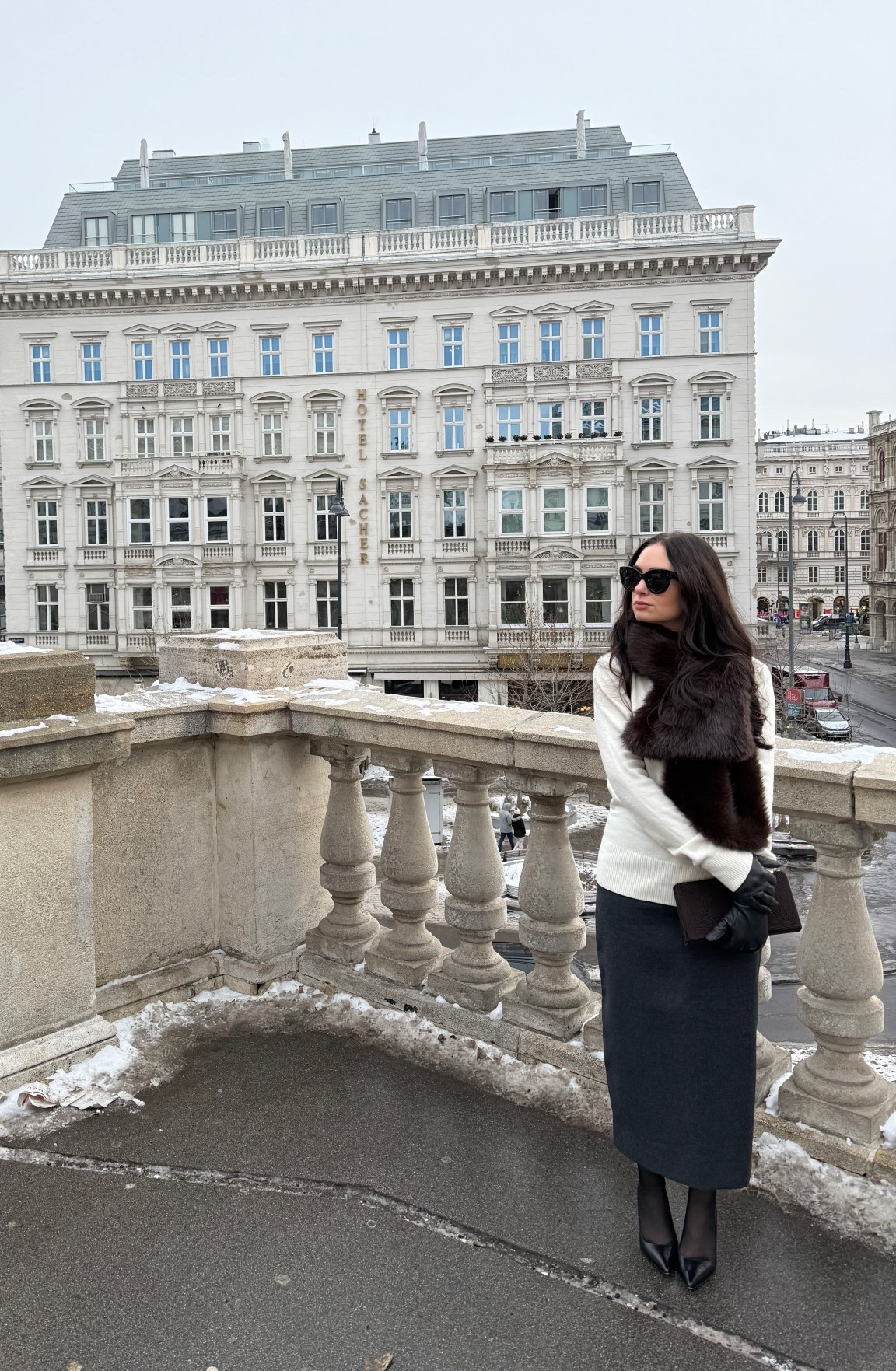 Sweater: Noul
Skirt: Zara
Heels: Via Spiga
Clutch: Vintage
Scarf: Wilfred
Sunglasses: Celine
Gloves: Zara

#LTKstyletip #LTKwinter #LTKtravel