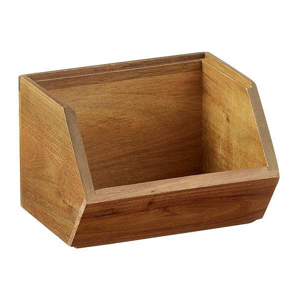 Rowan Mini Stacking Acacia Bin Natural | The Container Store