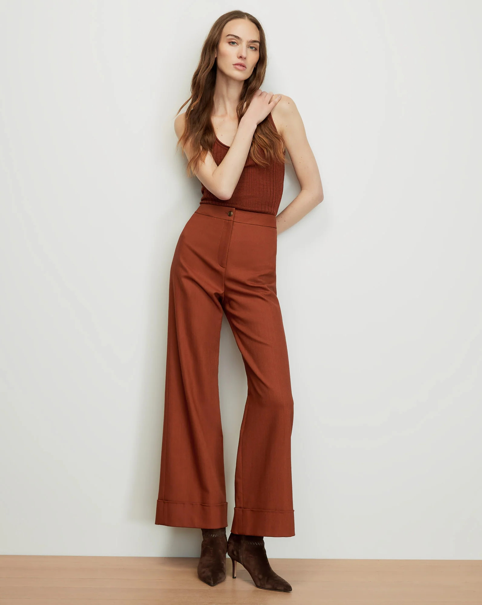 Darrell Wide-Leg Pant in Rust | Veronica Beard | Veronica Beard