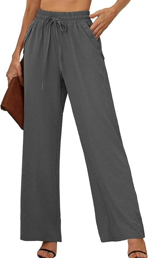 Heymoments Women's Wide Leg Lounge Pants with Pockets Lightweight High Waisted Palazzo Adjustable... | Amazon (US)