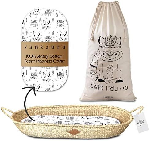 Sansaura Nursery Set - Baby Moses-Style Seagrass Diaper Changing Basket with Thick Waterproof Pad... | Amazon (US)