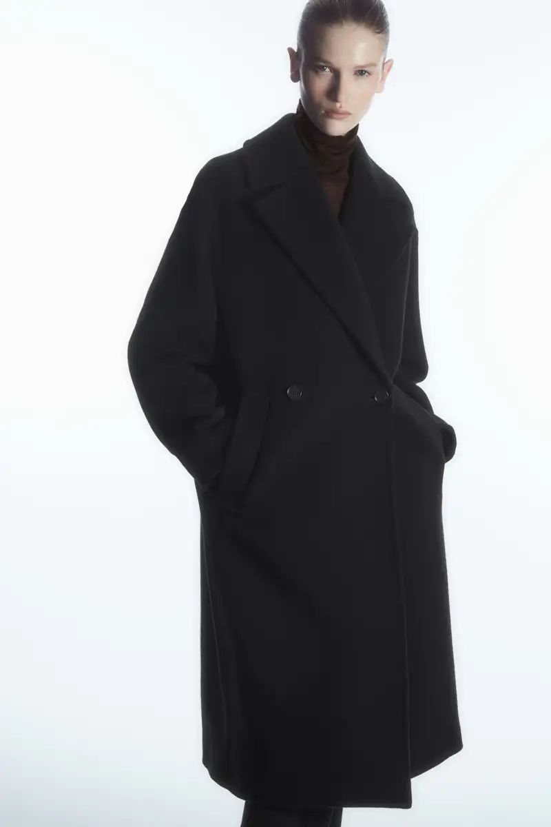 OVERSIZED DOUBLE-BREASTED WOOL COAT - BLACK - COS | COS UK