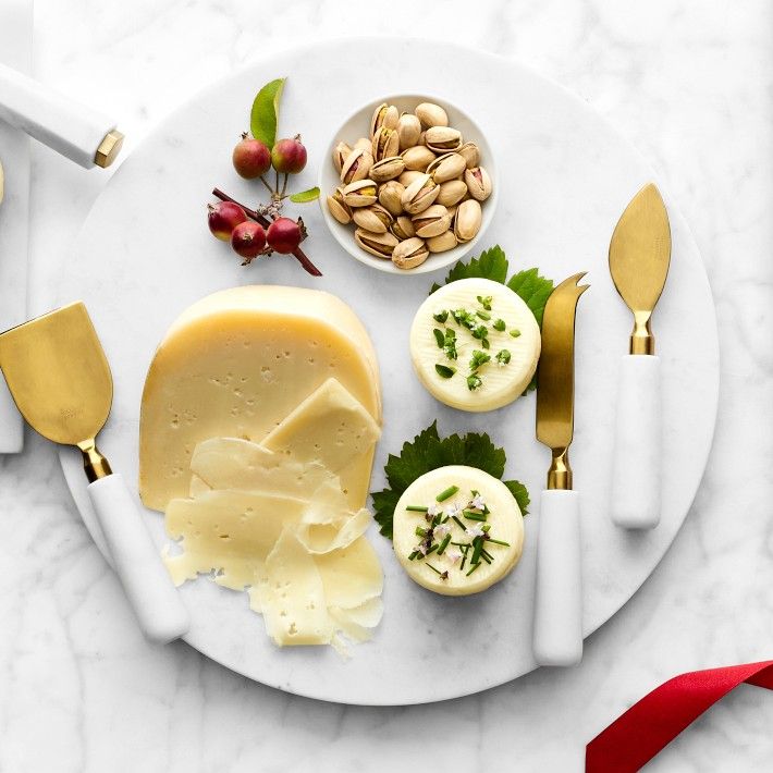 Marble & Brass Cheese Board with Cheese Knives | Williams-Sonoma