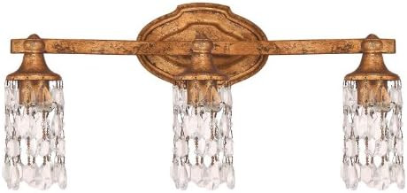 Capital Lighting 8523AG-CR Blakely 3-Light Vanity Fixture, Antique Gold Finish with Clear Crystal... | Amazon (US)