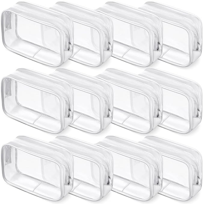 Weewooday 12 Pieces Clear Makeup Bags Cosmetic Storage Bags PVC Zipper Pouches Travel Waterproof ... | Amazon (US)
