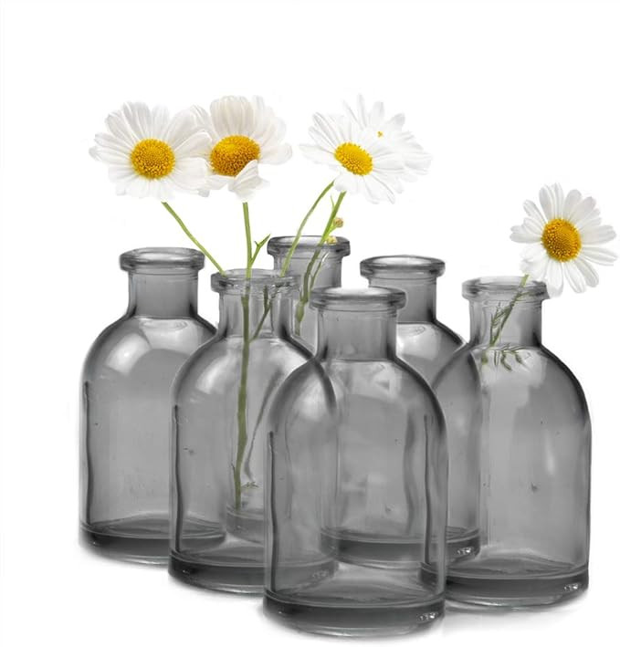 Chive - Loft, Set of 10 Smoke Tall Bottle 1.75" Width, 3.25” Tall Small Glass Flower Vases, Dec... | Amazon (US)