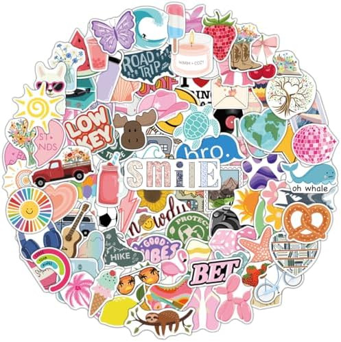 100 Pack Fun Cute Stickers for Water Bottles Laptops, Teacher Rewards for Phone Cases, Summer Cam... | Amazon (US)