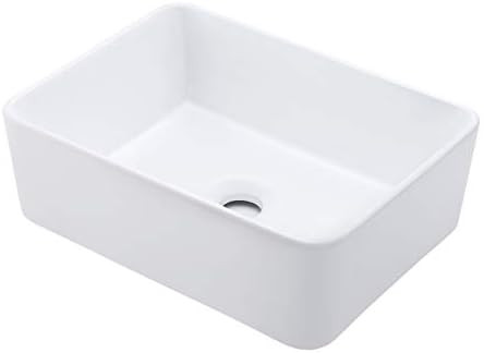 KES Rectangle Vessel Sink 16"X12" White Bathroom Sink Above Counter Porcelain Ceramic Small Sink ... | Amazon (US)
