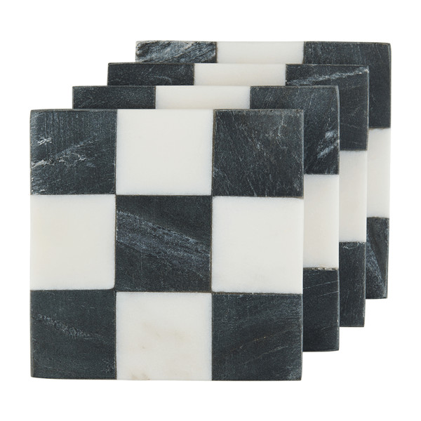 Square Checkered Coaster Set | Mud Pie