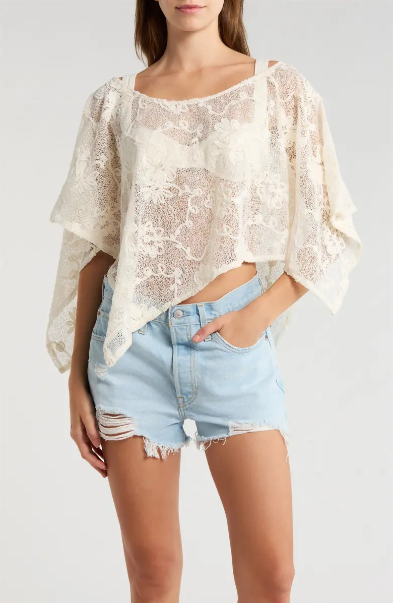 India Floral Openwork Poncho | Nordstrom
