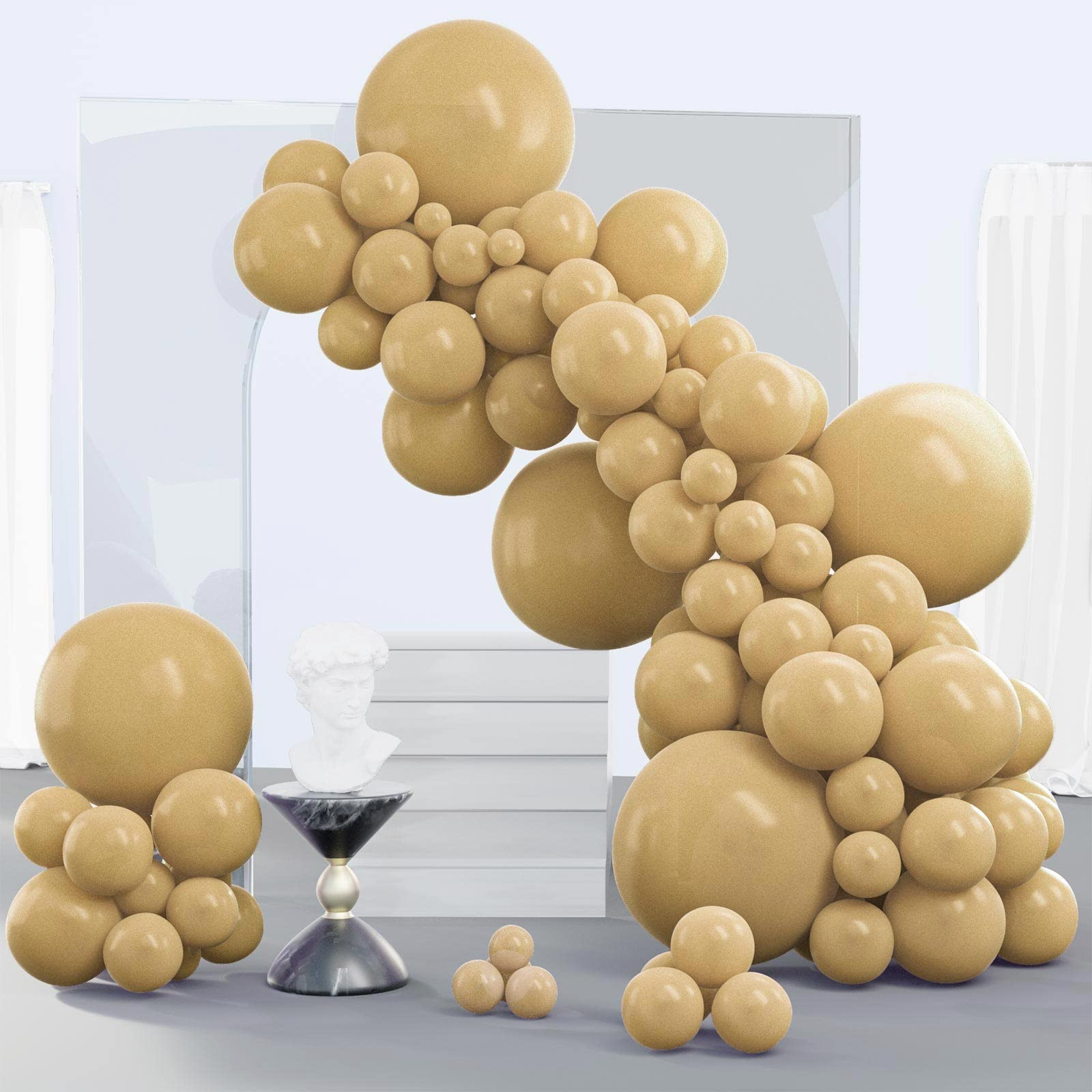 PartyWoo Tan Balloons 140 pcs Different Sizes of 18 12 10 5 Inch Light Brown Neutral Boho Coffee ... | Amazon (US)