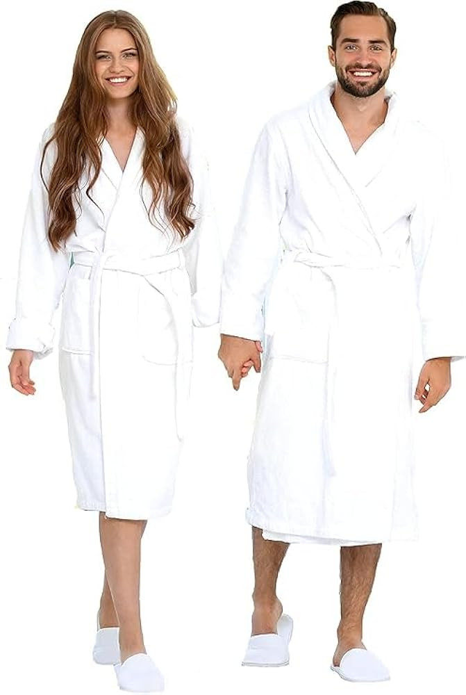 BIOLINEN 100% Cotton Terry Shawl Collar Bathrobe with Slippers | Amazon (US)