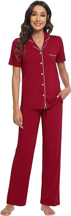 WiWi Bamboo Viscose Pajamas Set for Women Soft Comfy Button Down Sleepwear Plus Size Pj Lounge Se... | Amazon (US)