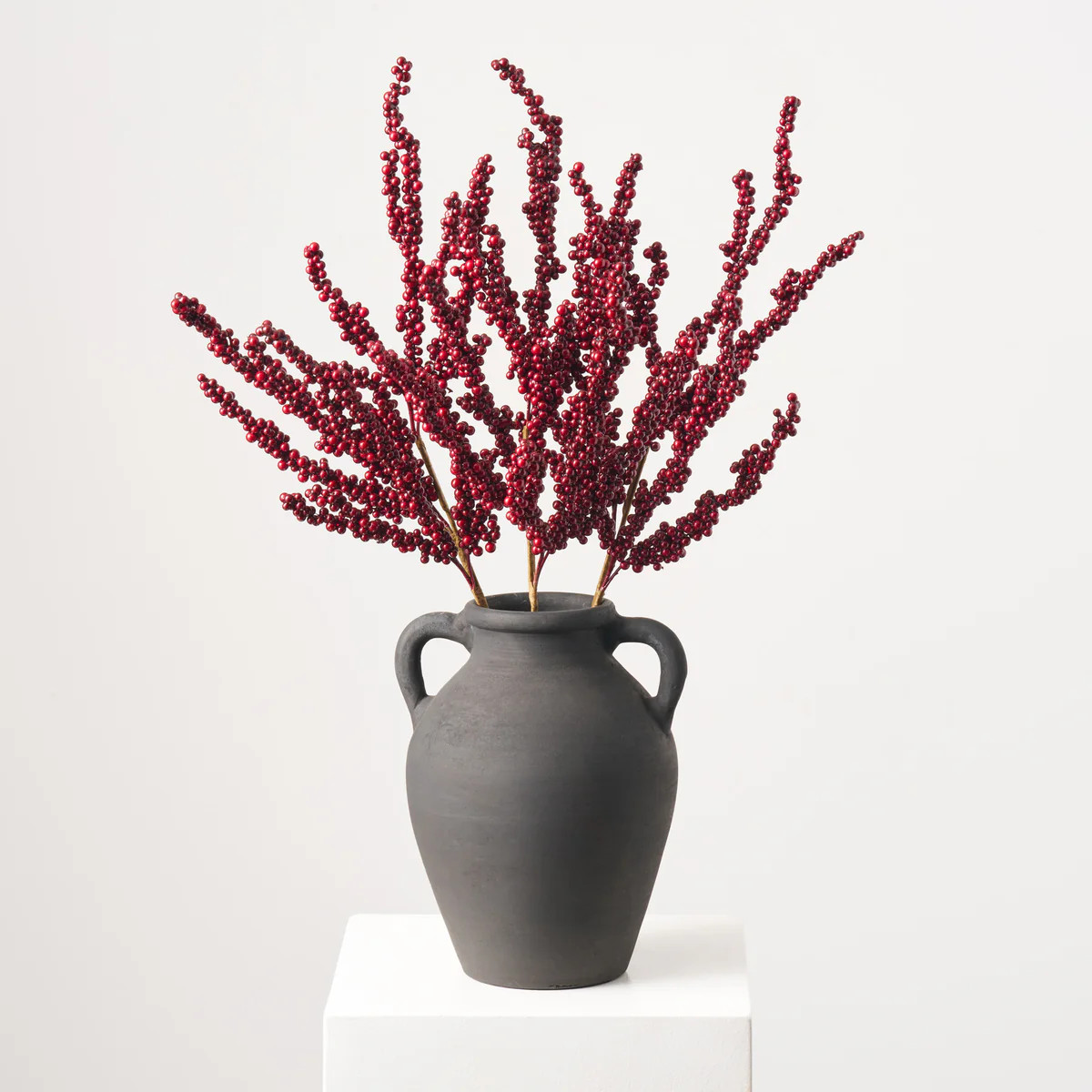 Dark Burgundy Red Waterproof Winter Berry Branch Spray - 28" | Darby Creek Trading