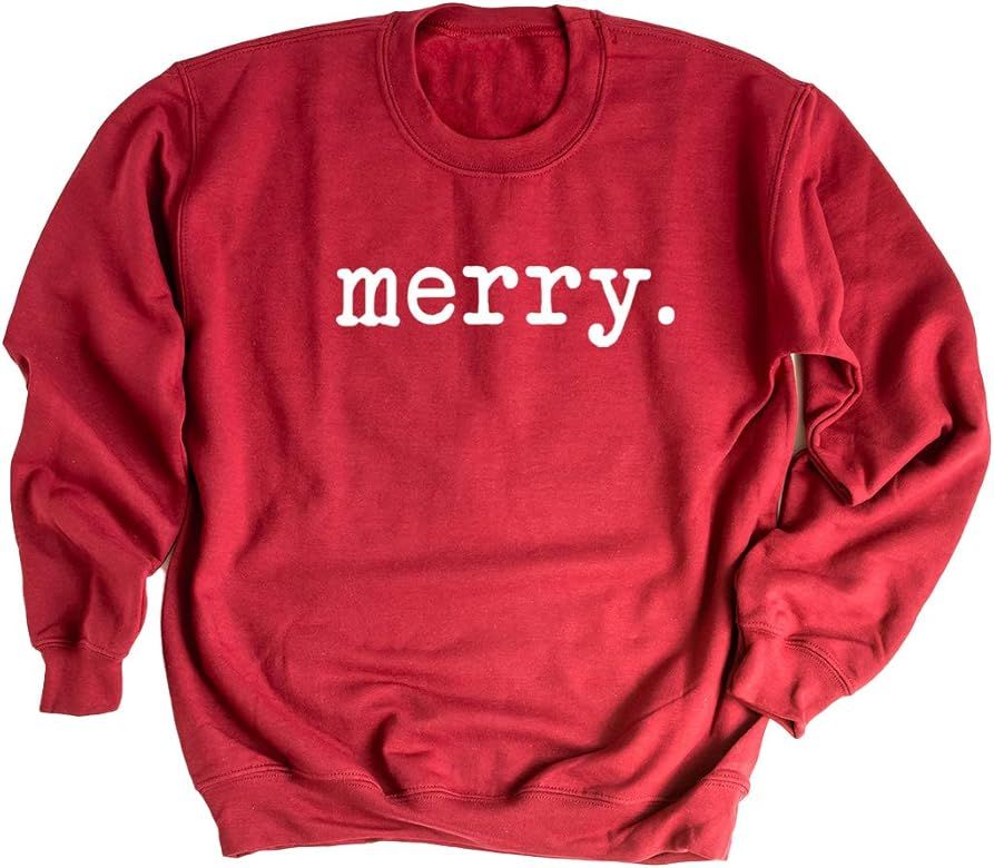 Simply Sage Market Merry, Typewriter - Christmas Graphic Sweatshirt in Multiple Colors - Unisex Swea | Amazon (US)