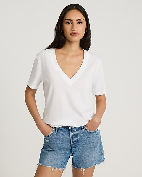 Skimming Cotton V-neck Short Sleeve Tee | Express
