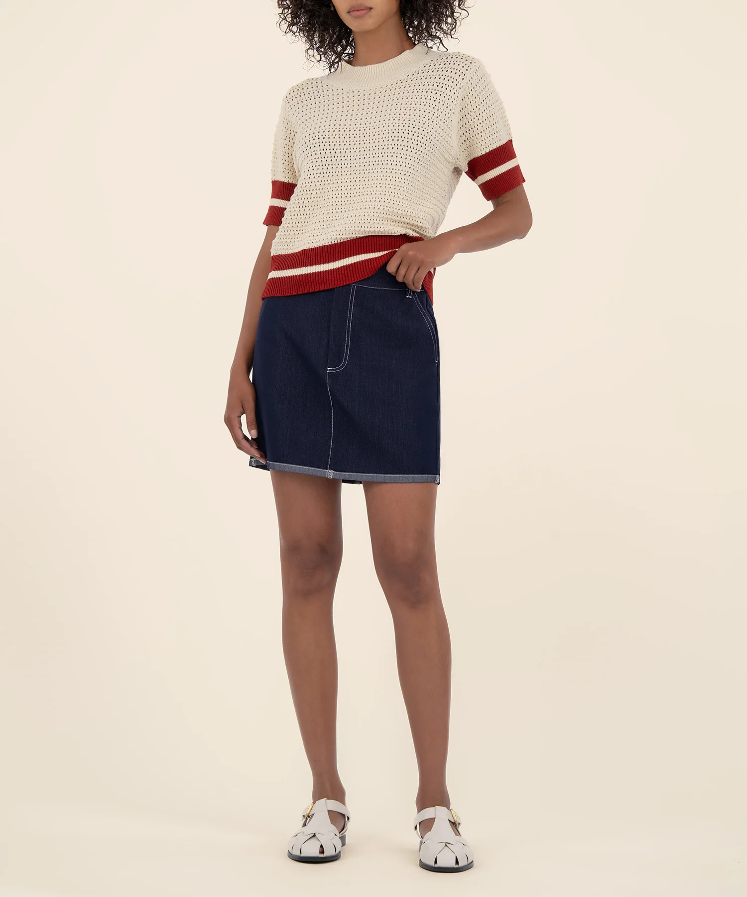 Zyla Sweater Top - X SMALL / Ecru/Rust - Kut from the Kloth | Kut From Kloth