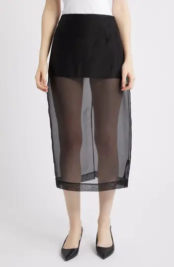 FRAME Silk Organza Pencil Skirt in Black at Nordstrom Rack, Size 10 | Nordstrom Rack
