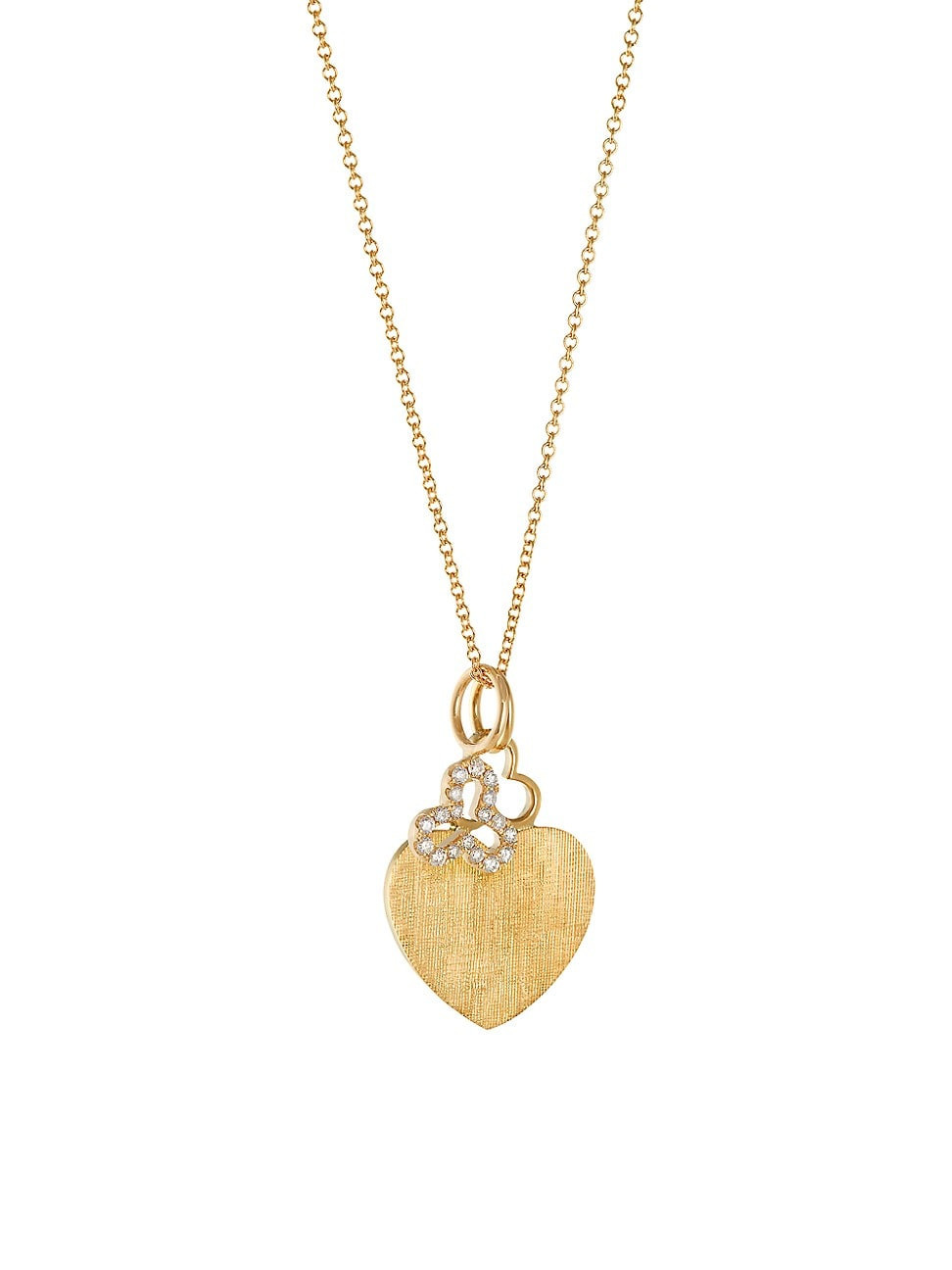 Women's 14K & 18K Yellow Gold & Diamond Large Hidden Heart & Trefoil 2-Charm Necklace - Yellow Gold | Saks Fifth Avenue