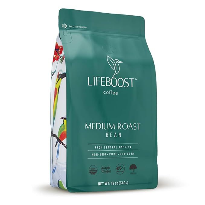 Lifeboost Coffee Whole Bean Medium Roast Coffee - Low Acid Single Origin USDA Organic Coffee - No... | Amazon (US)