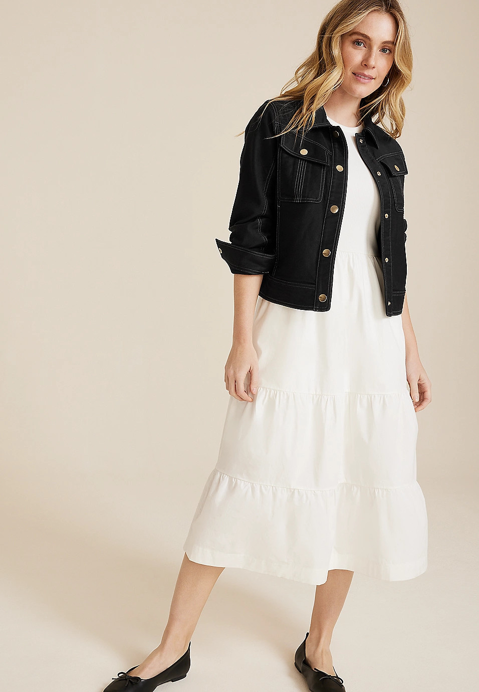 Cropped Twill Jacket | Maurices