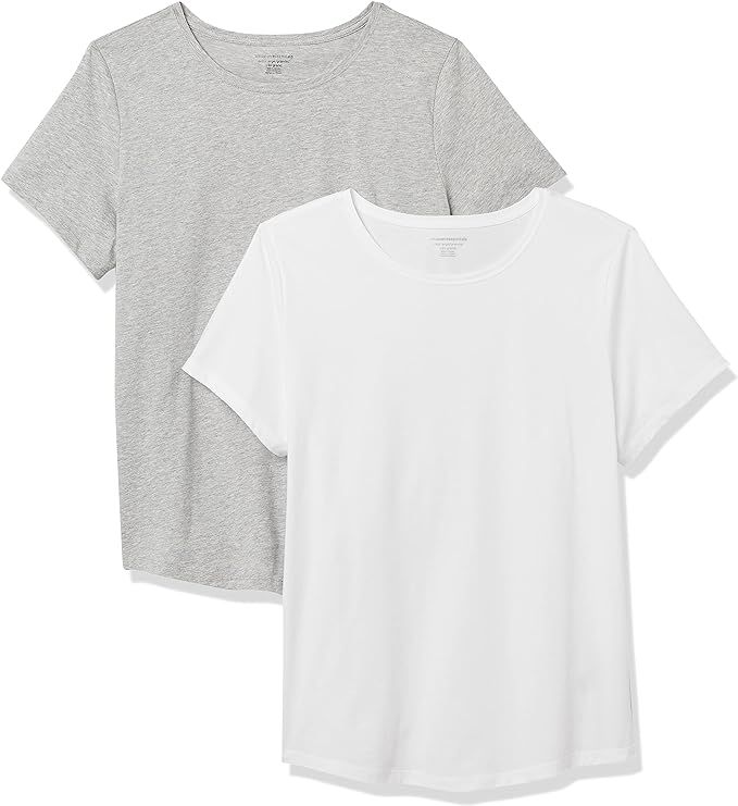 Amazon Essentials Women's Classic-Fit 100% Cotton Short-Sleeve Crewneck T-Shirt, Pack of 2 | Amazon (US)