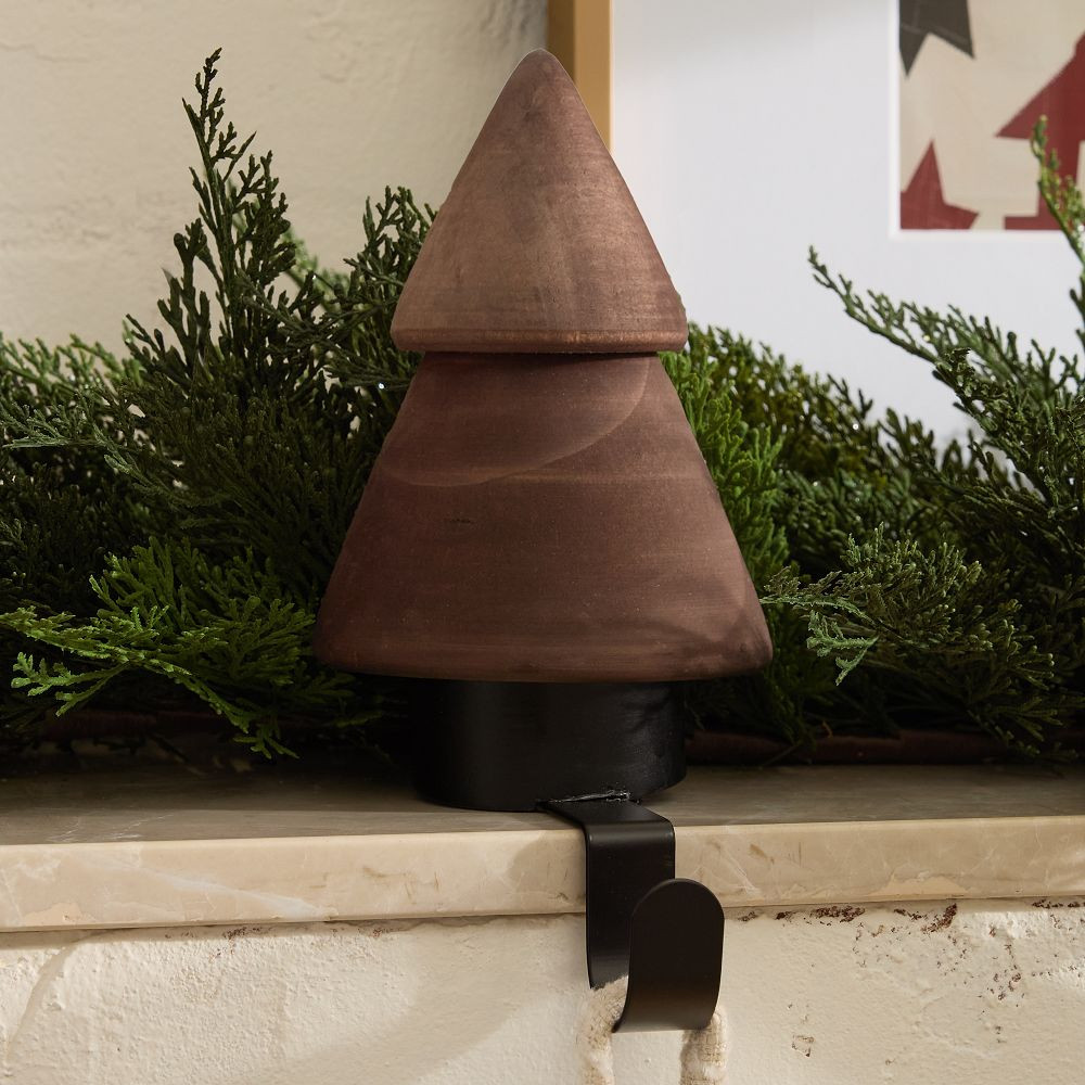 Stacked Wood Tree Stocking Holder | West Elm (US)