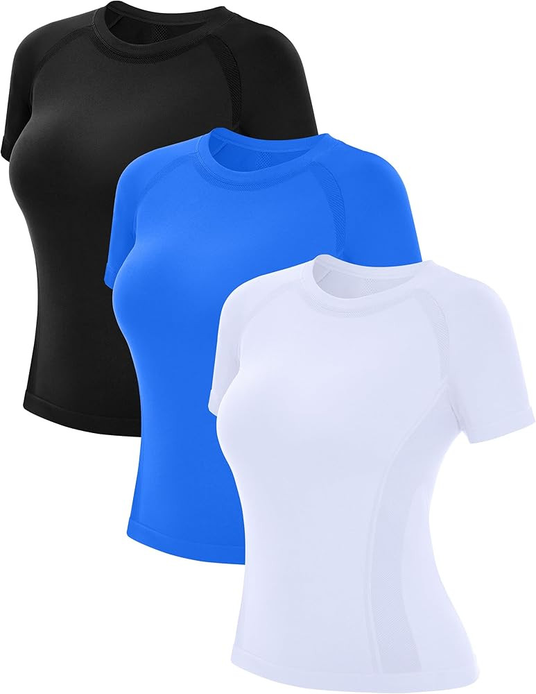 MathCat Short Sleeve Workout Tops for Women,Workout Shirts for Women,Seamless Yoga Athletic Shirt... | Amazon (US)