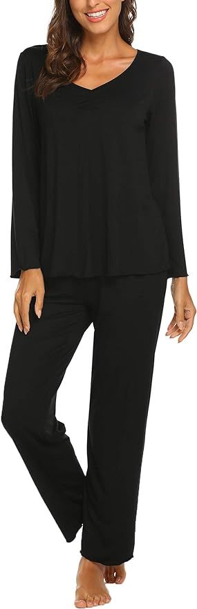 Ekouaer Pajamas for Women Soft Sleepwear Set Long Sleeve Comfy Pjs Top Loose Fit Pj Pants Loungew... | Amazon (CA)