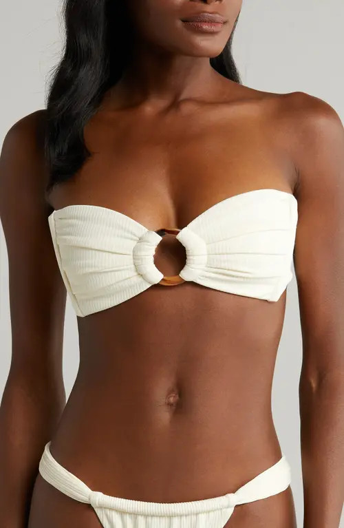 MONTCE Tori Bandeau Bikini Top in Cream Rib at Nordstrom, Size X-Large | Nordstrom