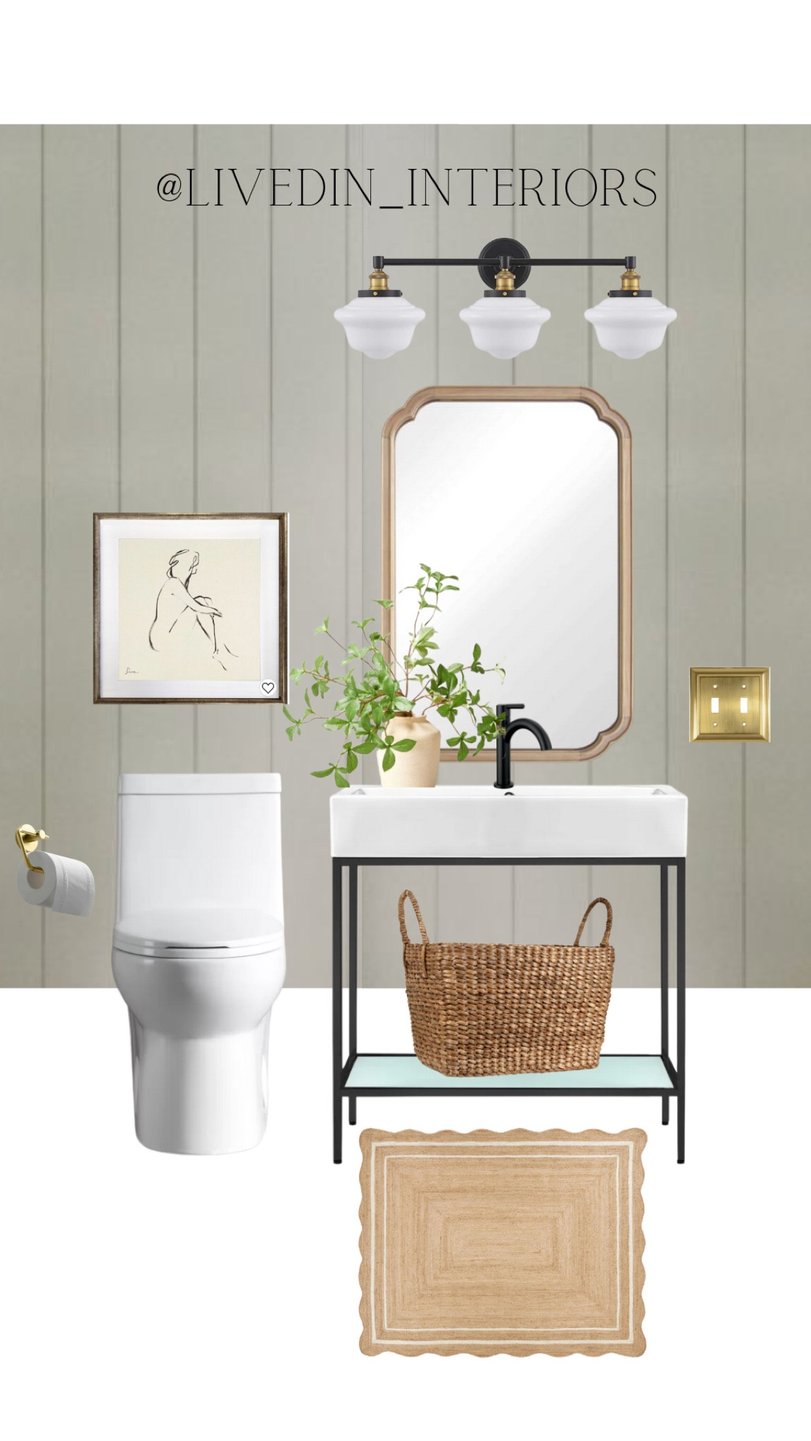 Modern meets feminine powder bathroom 🚽 

Modern, bathroom organization, powder room, shiplap, green, bronze 

#LTKFind #LTKstyletip #LTKhome