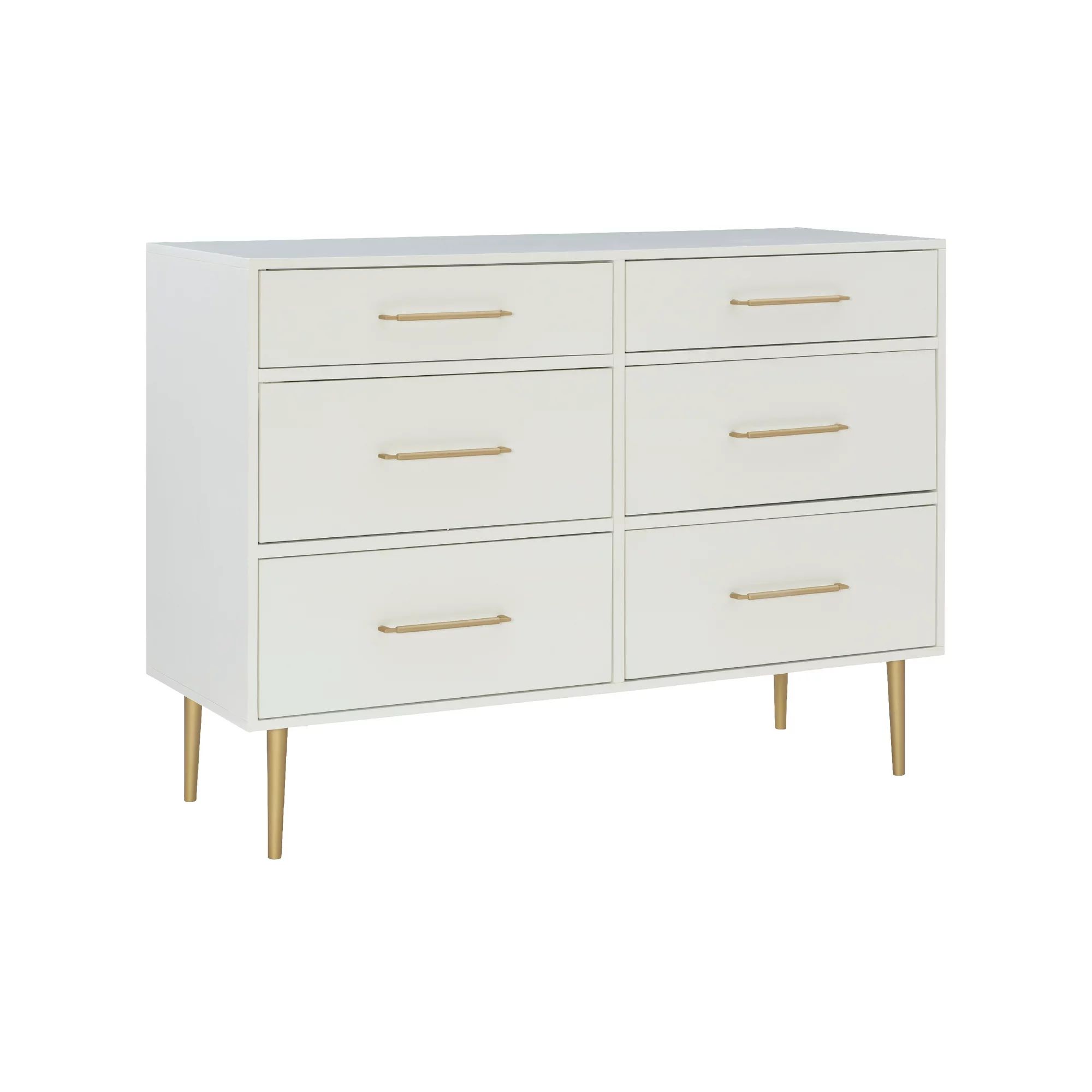 Linon Galena 6-Drawer Dresser, White and Gold Finish - Walmart.com | Walmart (US)