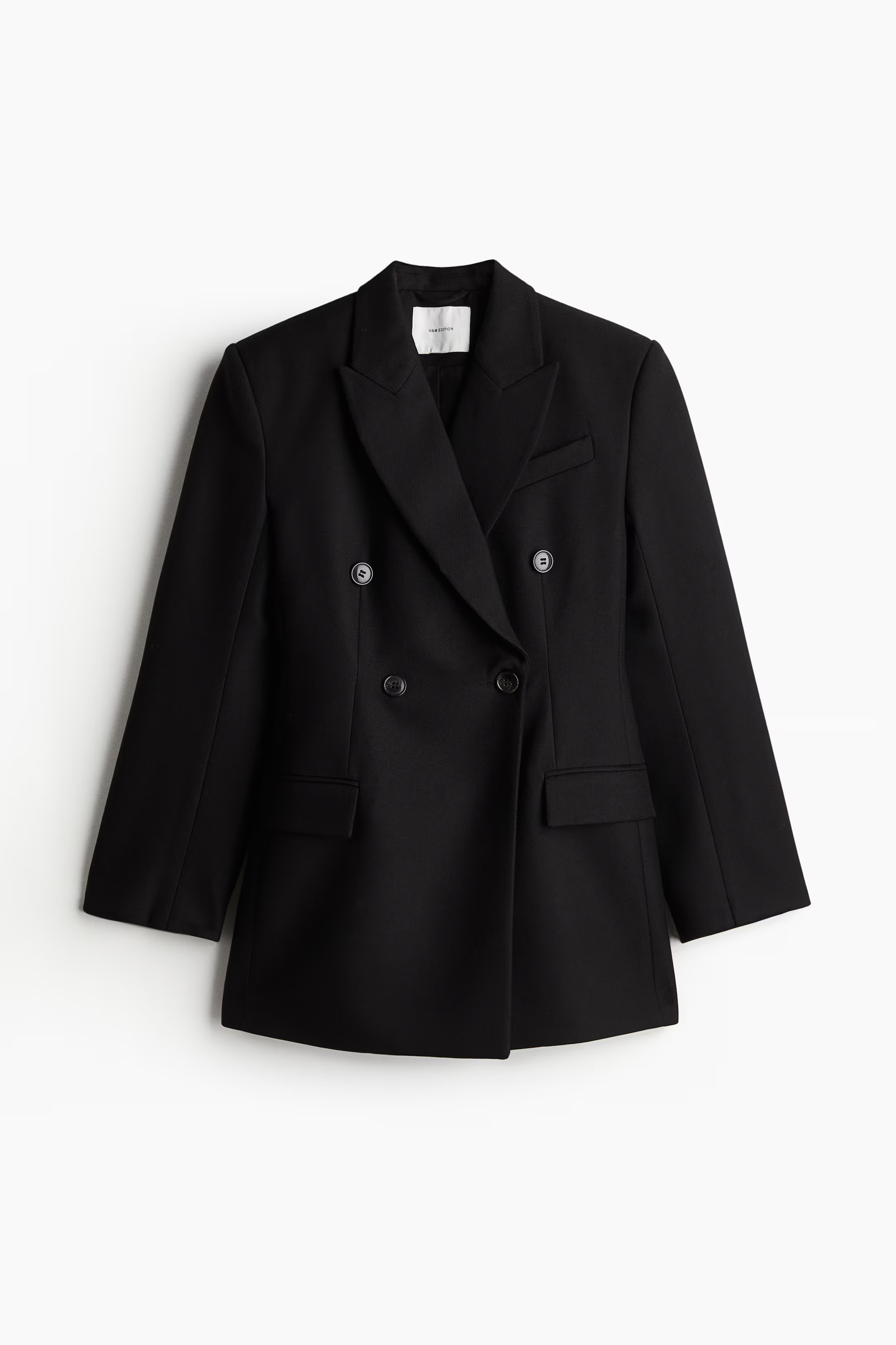 Defined-Waist Double-Breasted Blazer - Black - Ladies | H&M US | H&M (US + CA)