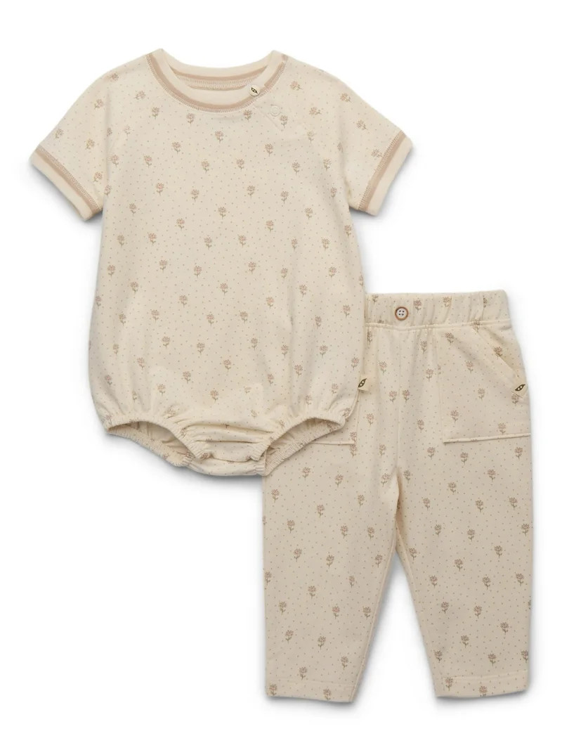 easy-peasy Baby Girl or Boy Newborn Outfit Set, 2-Piece French Terry Bodysuit and Pants with Pock... | Walmart (US)