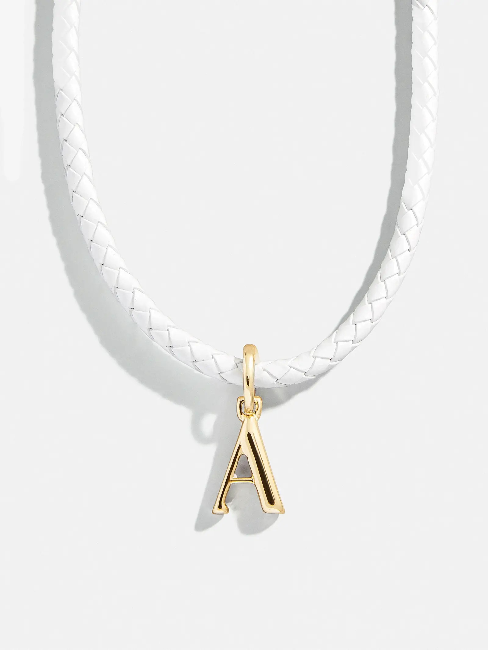 Leather Cord Initial Necklace - White | BaubleBar